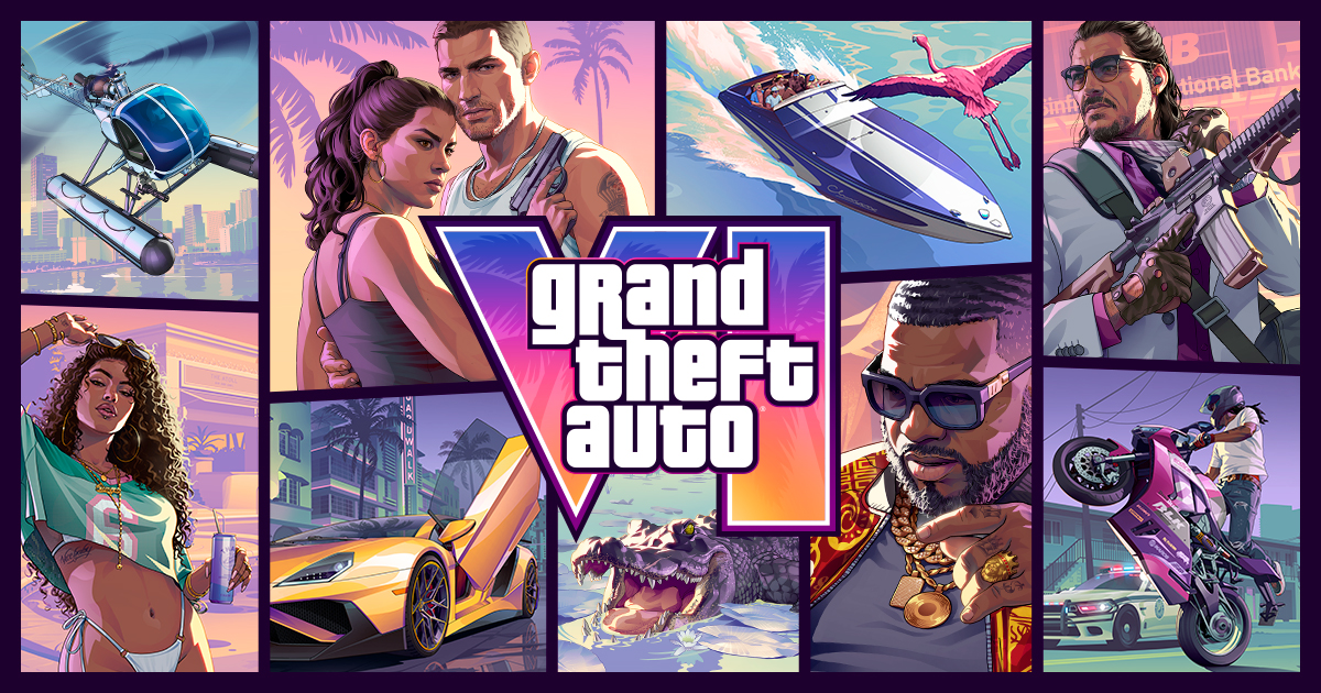 GTA VI 로고와 인물·액션 장면을 담은 Rockstar 공식 프로모션 이미지